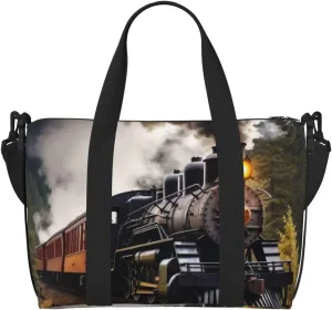 Travel Duffel Bags Personal Item Bag Carry on Luggage Bag Training Handbag Lightweight Waterproof Sports Gym Bag Steam Train Weekender Bag for Women Men