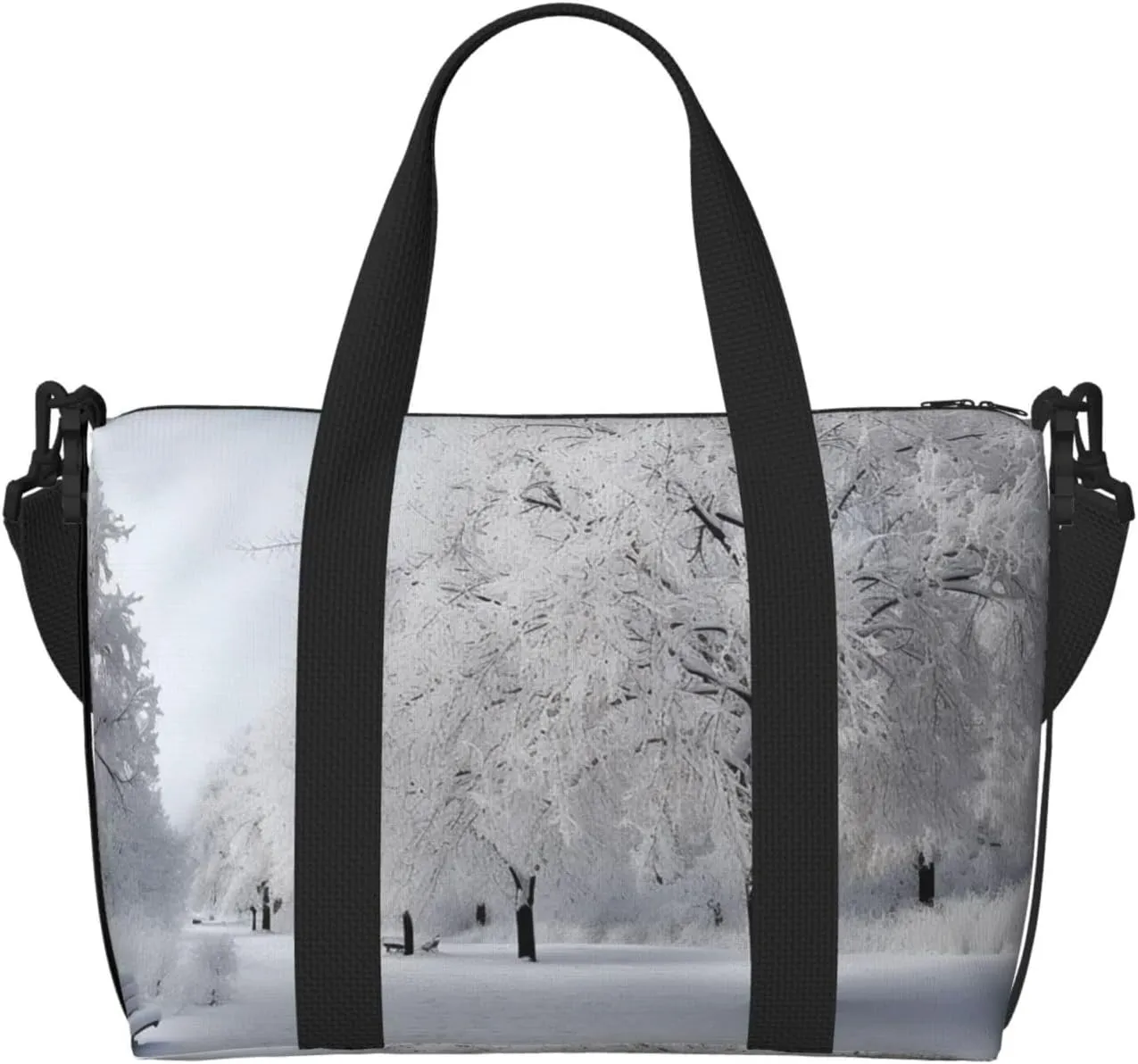 Travel Duffel Bags Personal Item Bag Carry on Luggage Bag Training Handbag Lightweight Waterproof Sports Gym Bag White Snow Tree Weekender Bag for Women Men