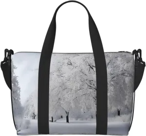 Travel Duffel Bags Personal Item Bag Carry on Luggage Bag Training Handbag Lightweight Waterproof Sports Gym Bag White Snow Tree Weekender Bag for Women Men