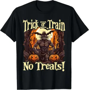 Trick Or Train No Treats Halloween Gym Trainer Fitness T-Shirt