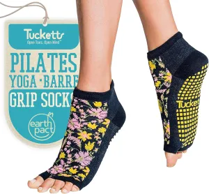 Tucketts Anklet Toeless Pilates Socks with Grips for Women, Non-Slip Ankle Toeless Yoga Socks with Grips for Barre, Size 5-13