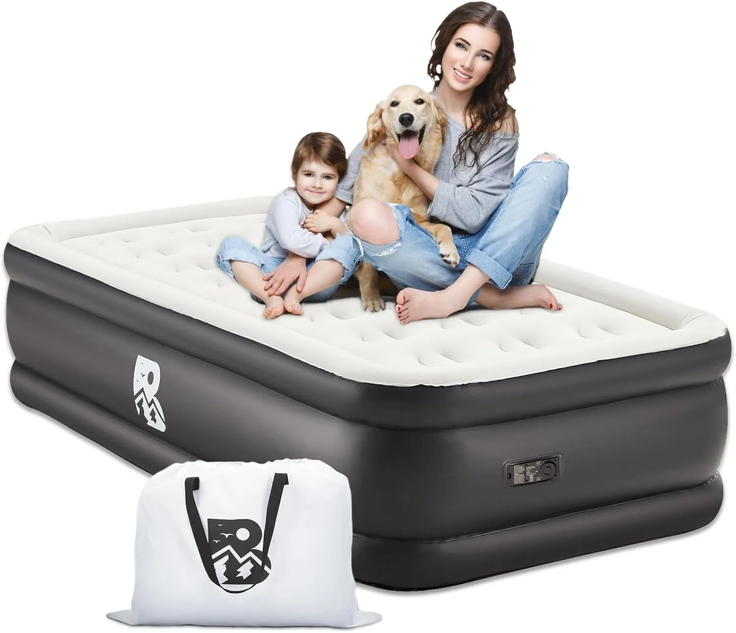 Twin Size Air Mattress with Built-in Pump 18" Raised - 2-Min Set Up, No Odd Smell, 600 lb Support, Foldable Air Bed with Storage Bag, Perfect for Camping, Guests & Home Use