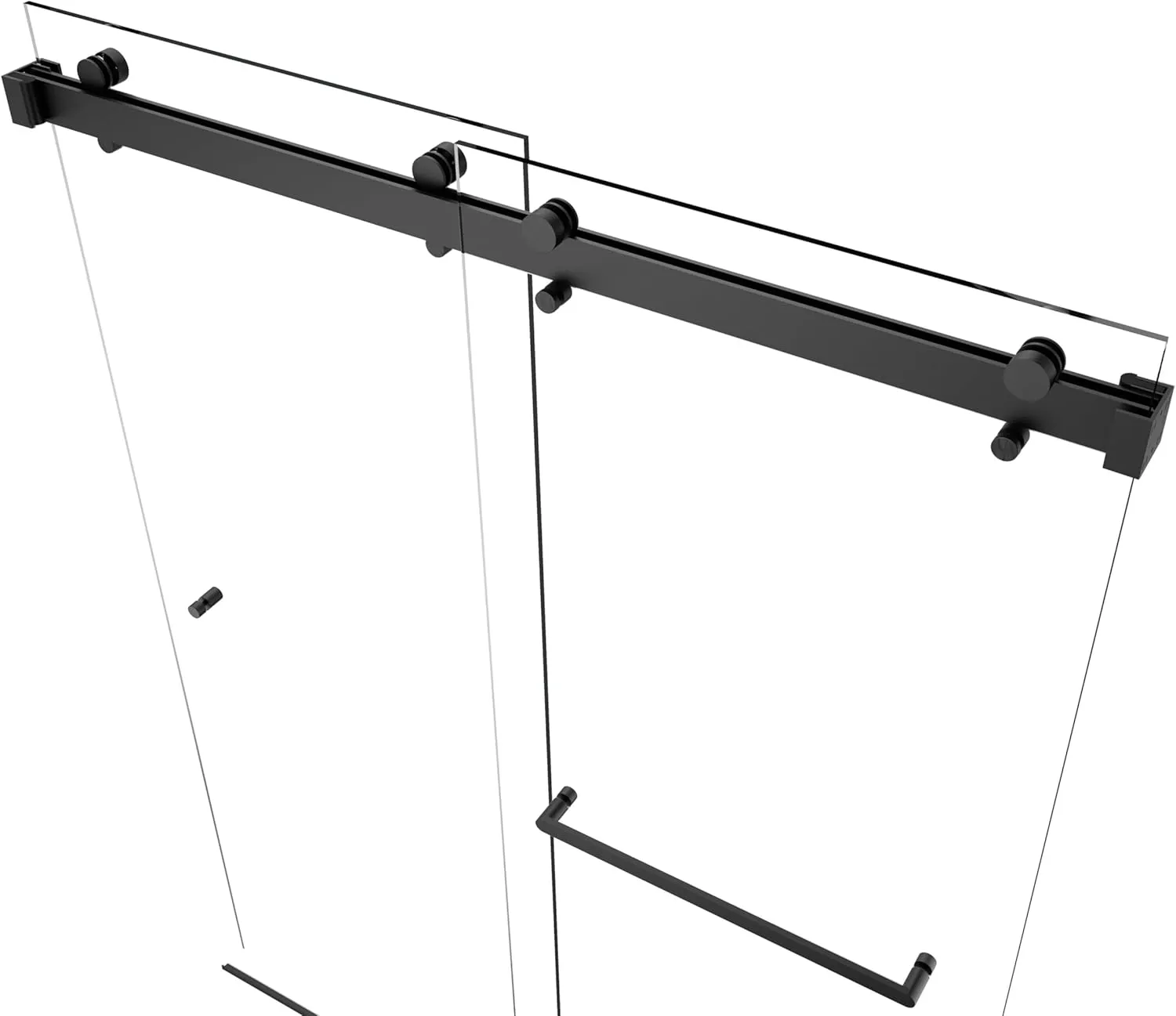 Twinglide VITRA-200 Frameless Bathtub Shower Door 56.5-60" Wide x 66" High 3/8" (10mm) Clear Tempered Glass (Matte Black)