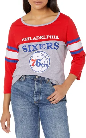 Ultra Game Women's NBA Official Raglan Baseball 3/4 Long Sleeve Shirt