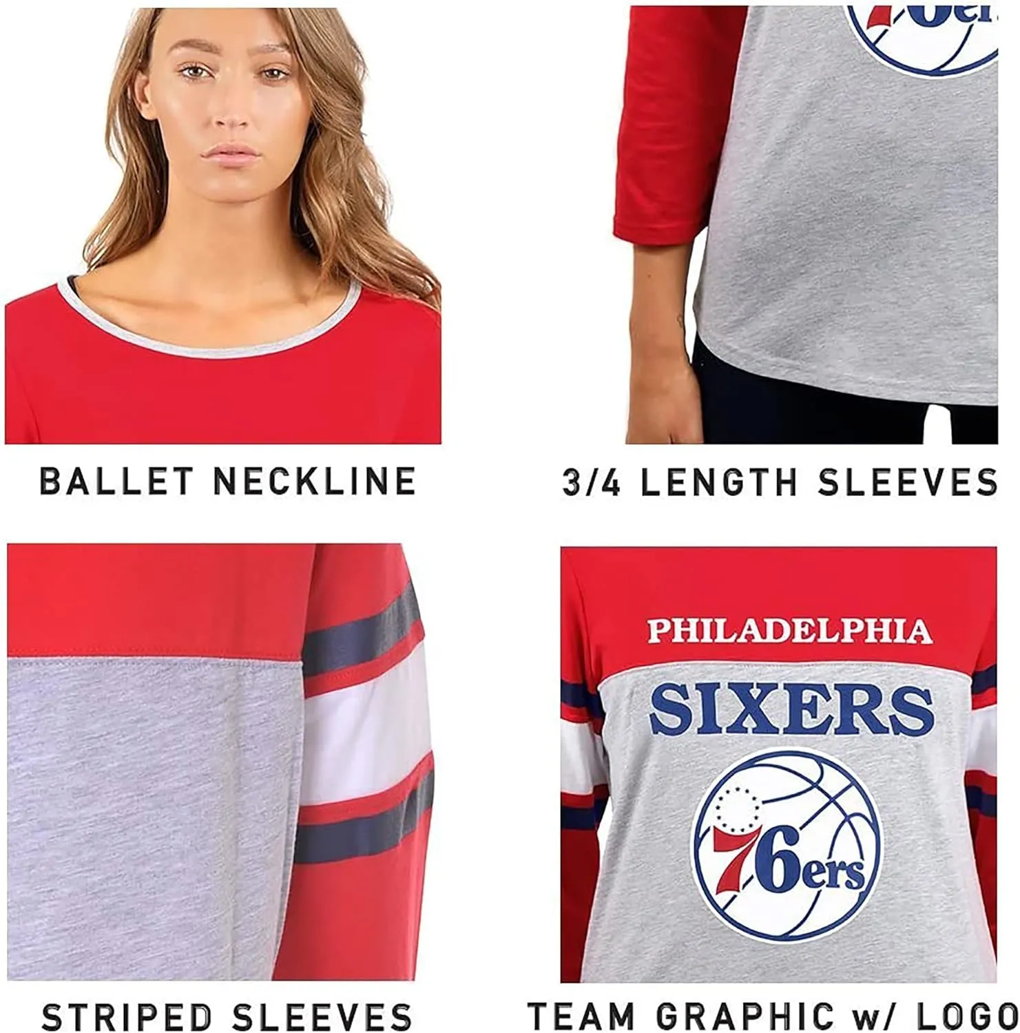 Ultra Game Women's T Raglan Baseball 3/4 Long Sleeve Tee Shirt