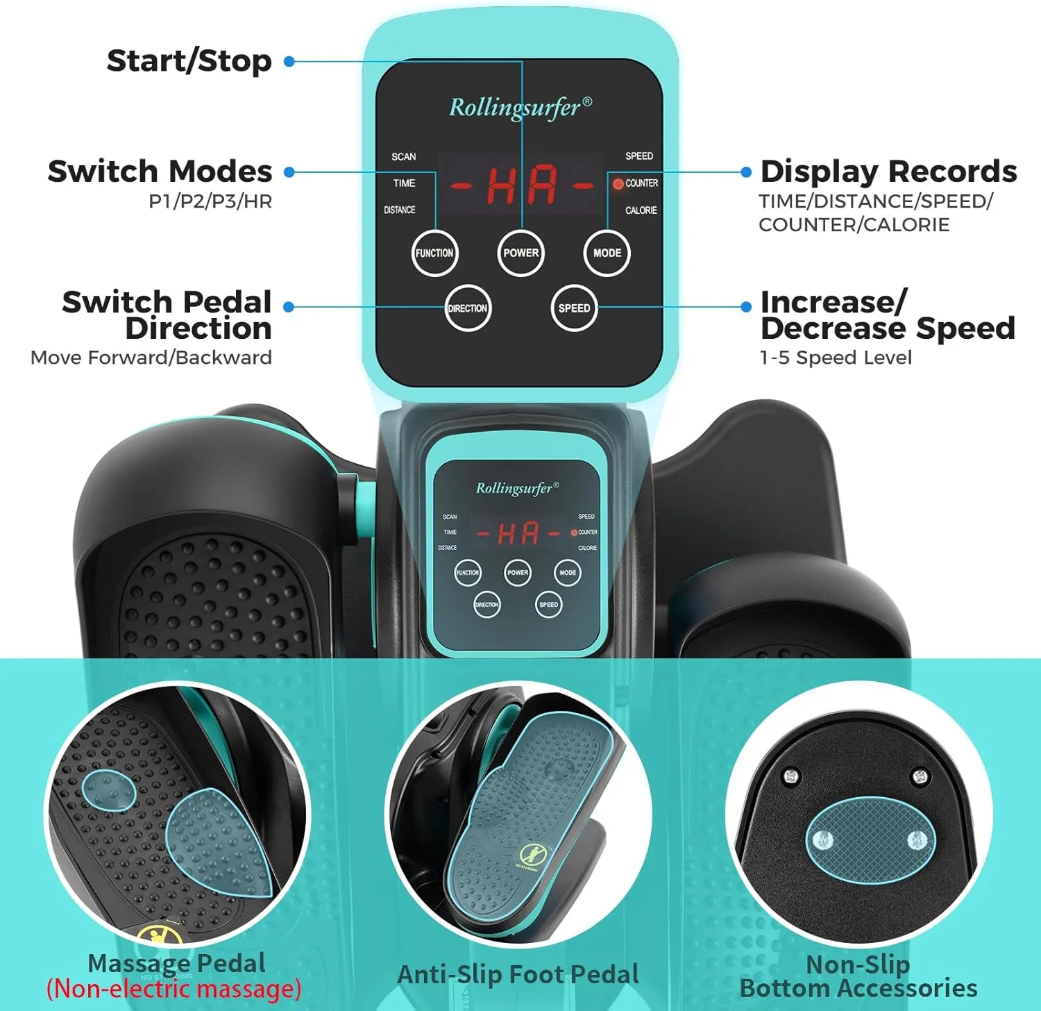 Under Desk Elliptical Machine, Electric Leg Exerciser for Seniors, Compact Seated Pedal Exerciser, Portable Elliptical Trainer with Remote and Non-Slip Pedals for Teens Adults