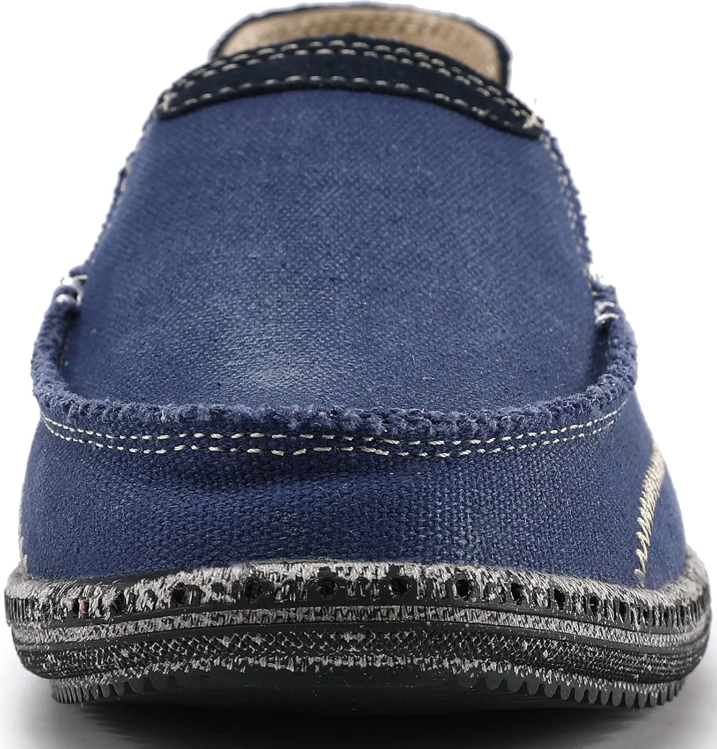 VILOCY Mens Slip on Deck Shoes Zero Drop Casual Canvas Loafer Vintage Flat Boat Shoes