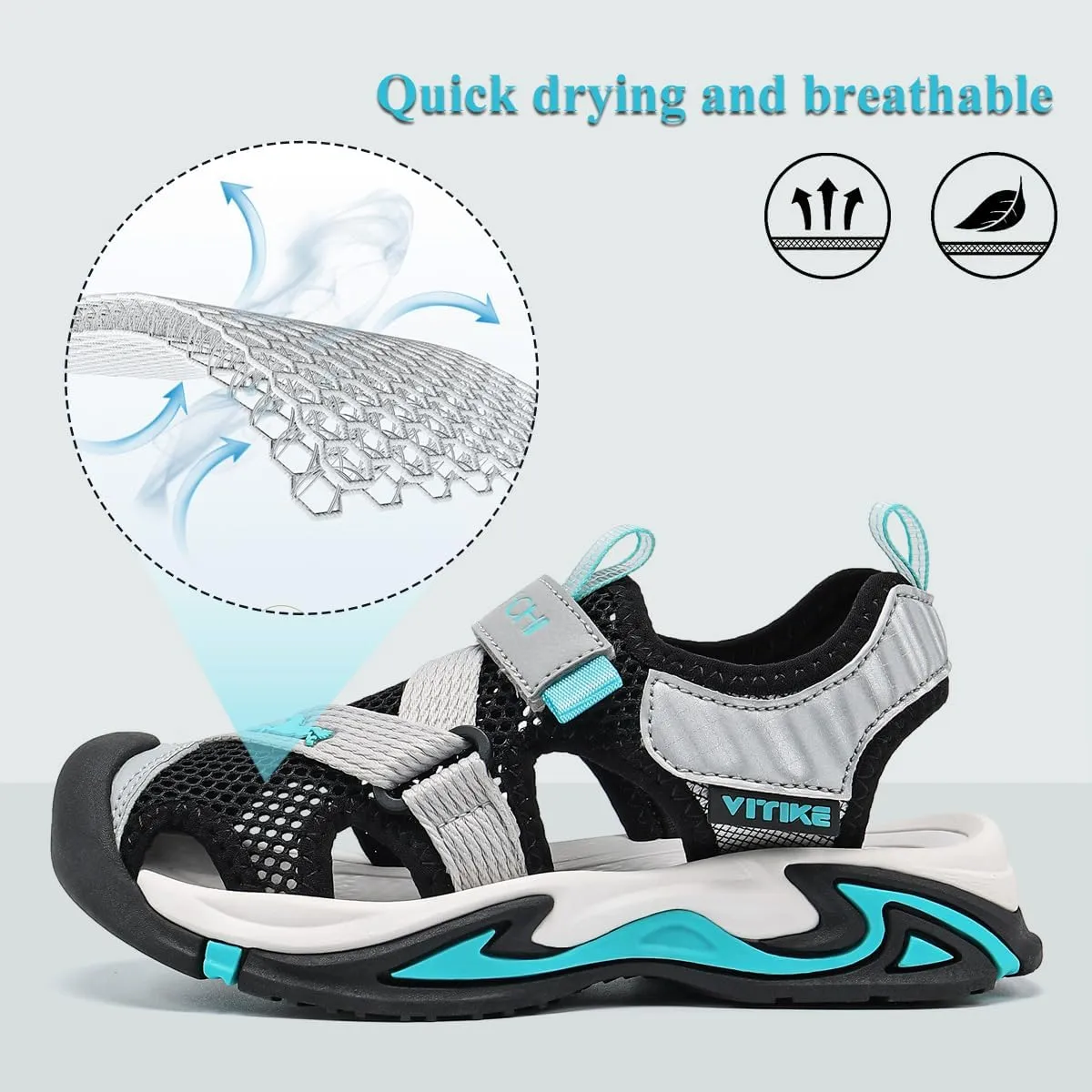 VITUOFLY Kids Sandals Boys Outdoor Hiking Sports Sandal Girls Pool Beach Shoes Summer Water Shoe Sneakers