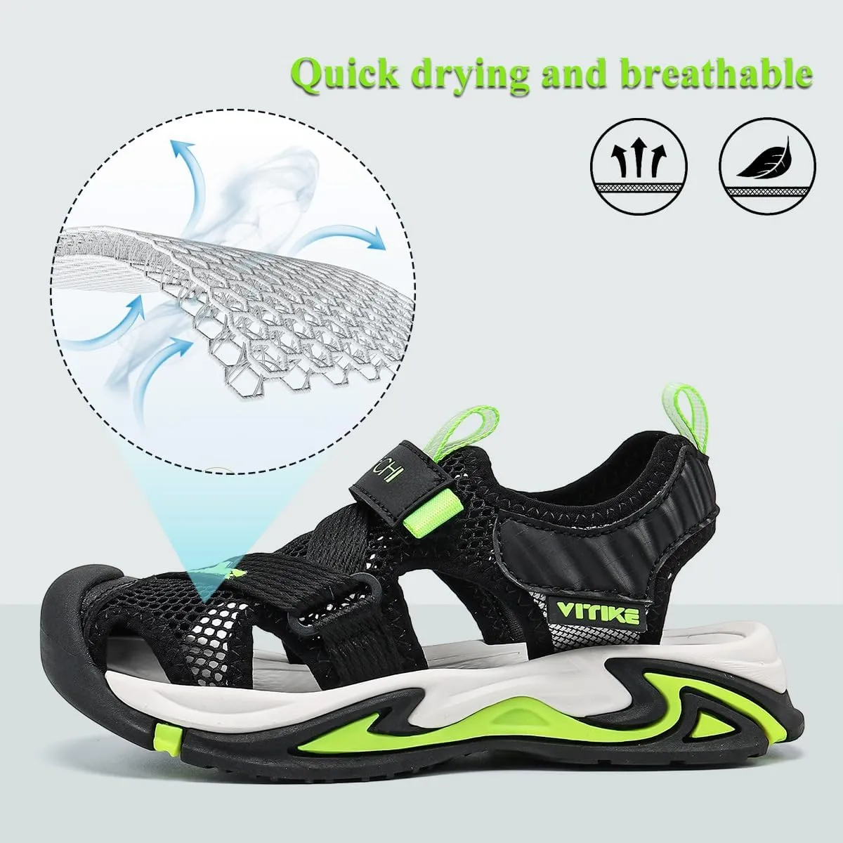 VITUOFLY Kids Sandals Boys Outdoor Hiking Sports Sandal Girls Pool Beach Shoes Summer Water Shoe Sneakers