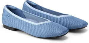 VIVAIA Margot 2.0 Women's Casual Flats Slip on Washable Ballet Flats Shoes Comfortable Square-Toe Style Denim Blue