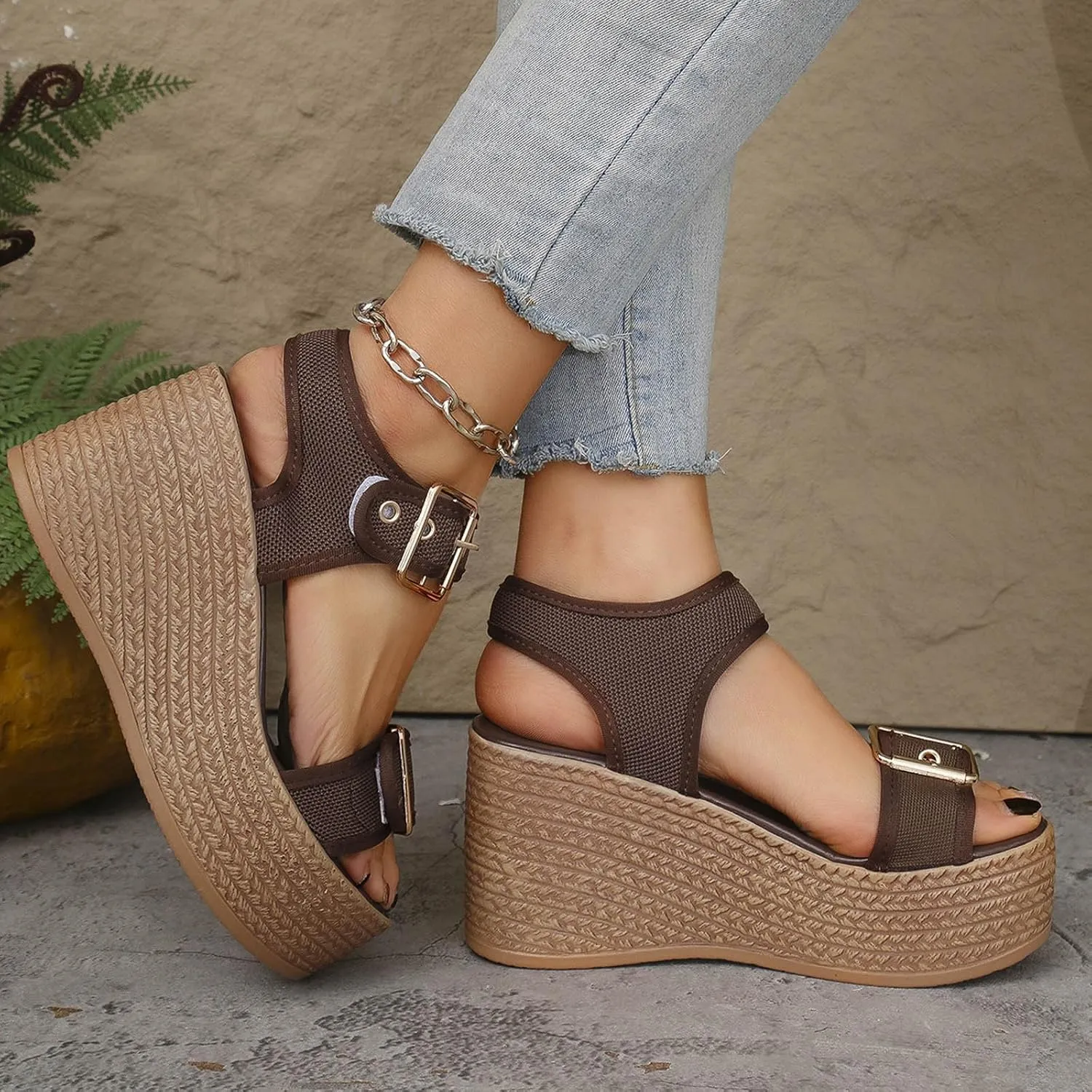 Waterproof Platform Sandals For Women 2025 Dressy Summer Casual Open Toe Chunky High Heel Buckle Strap Shoes Party Sandal
