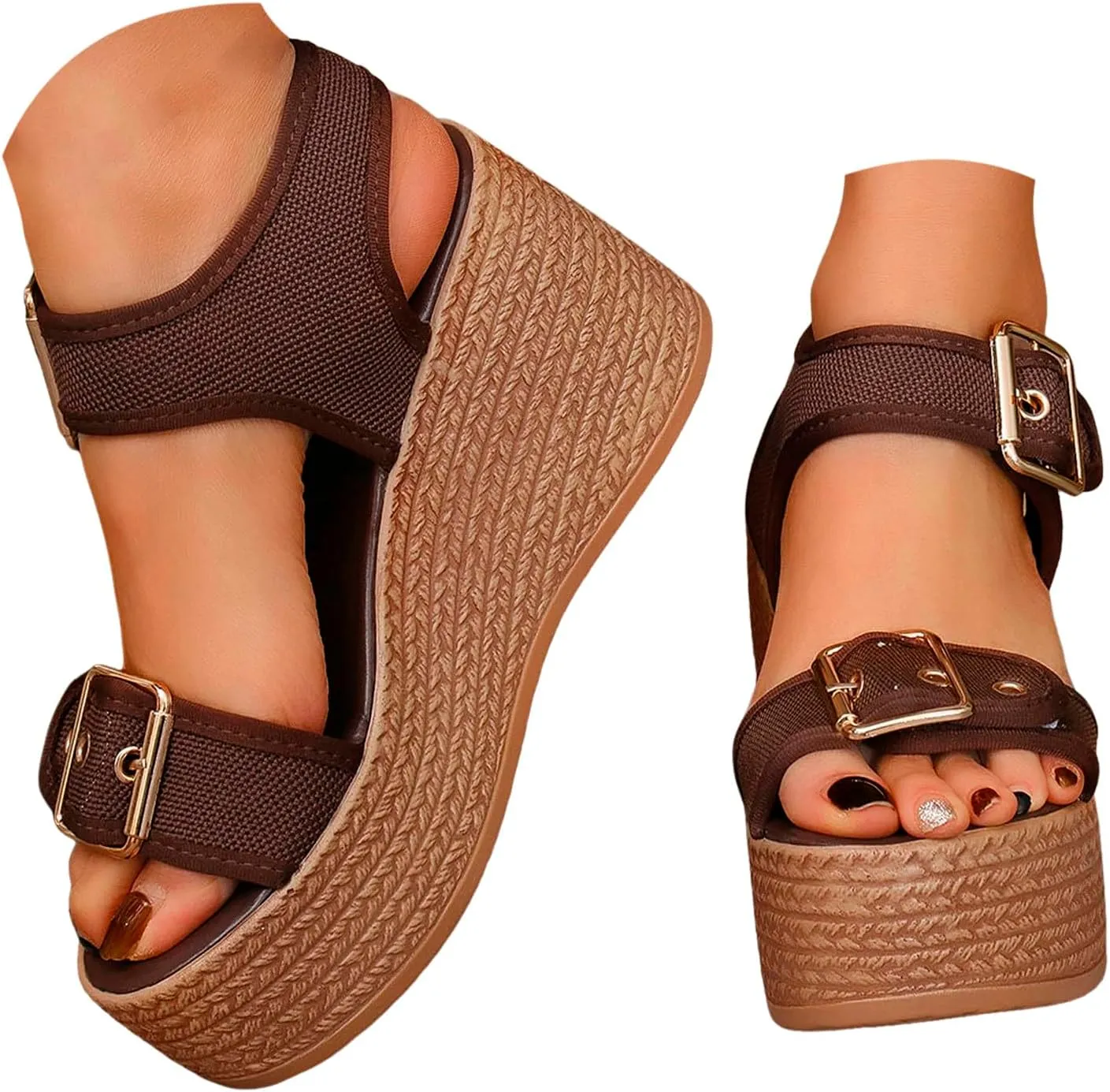 Waterproof Platform Sandals For Women 2025 Dressy Summer Casual Open Toe Chunky High Heel Buckle Strap Shoes Party Sandal