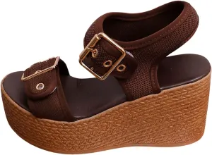 Waterproof Platform Sandals For Women 2025 Dressy Summer Casual Open Toe Chunky High Heel Buckle Strap Shoes Party Sandal