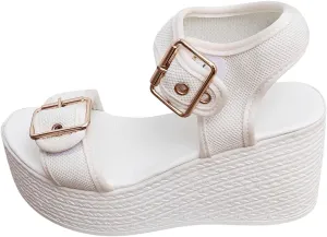 Waterproof Platform Sandals For Women 2025 Party Casual Wedges Sandal Double Buckle Strap Open Toe Chunky High Heel Shoes