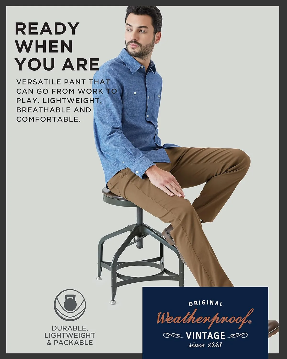 Weatherproof Vintage Men's Regular Fit Excursion Pants - Ultra Stretch Casual Flat Front Chino