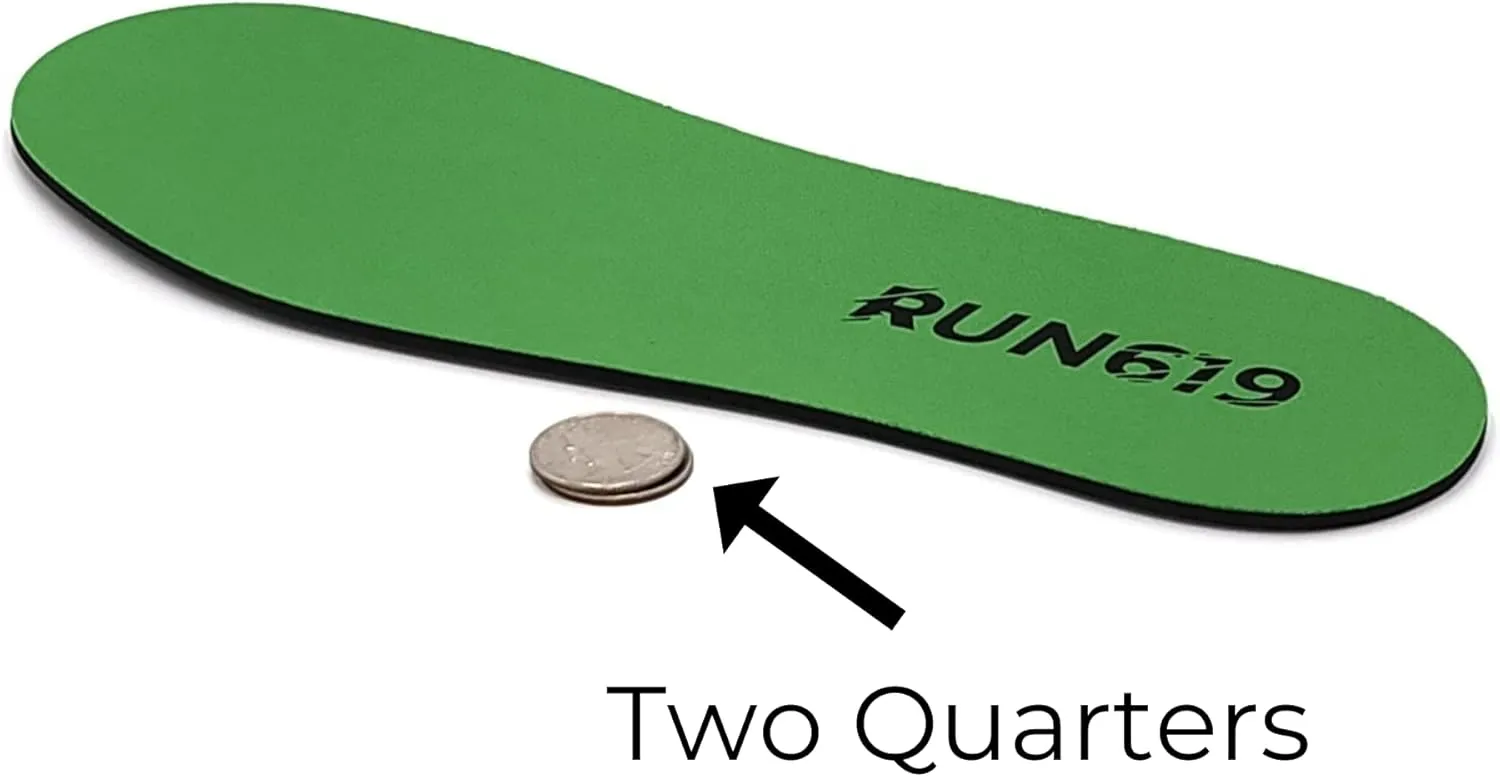 Wide Run 619 Shoe Insoles - Zero Drop Profile, Traditional Shape, Foot Forming, Wide Width - Thin, Firm, Flat Shoe Inserts - Men's 11-12