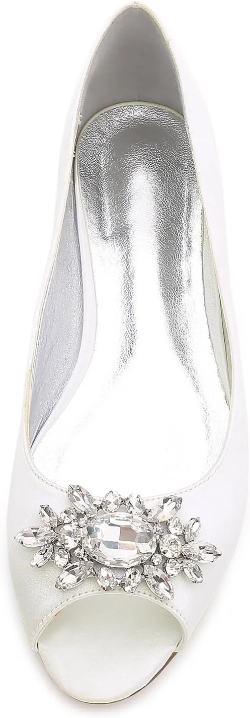 Women's Ballerina Ballet Flats Ladies Satin Sexy Peep Toe Low Heel Flat Office Work Smart Slip on Shoes