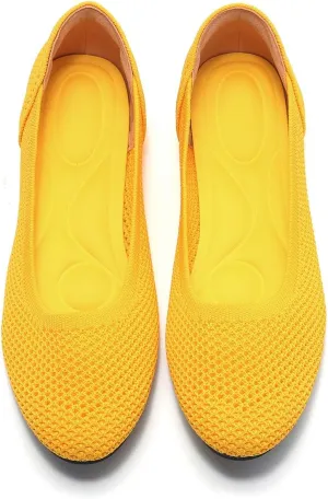 Women’s Ballet Flat Shoes Knit Dress Round Toe Slip On Breathable Classic Hollowed Out Walking Comfortable Casual Soft Shoes