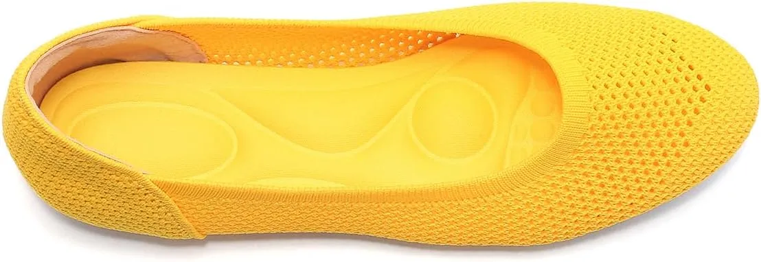 Women’s Ballet Flat Shoes Knit Dress Round Toe Slip On Breathable Classic Hollowed Out Walking Comfortable Casual Soft Shoes