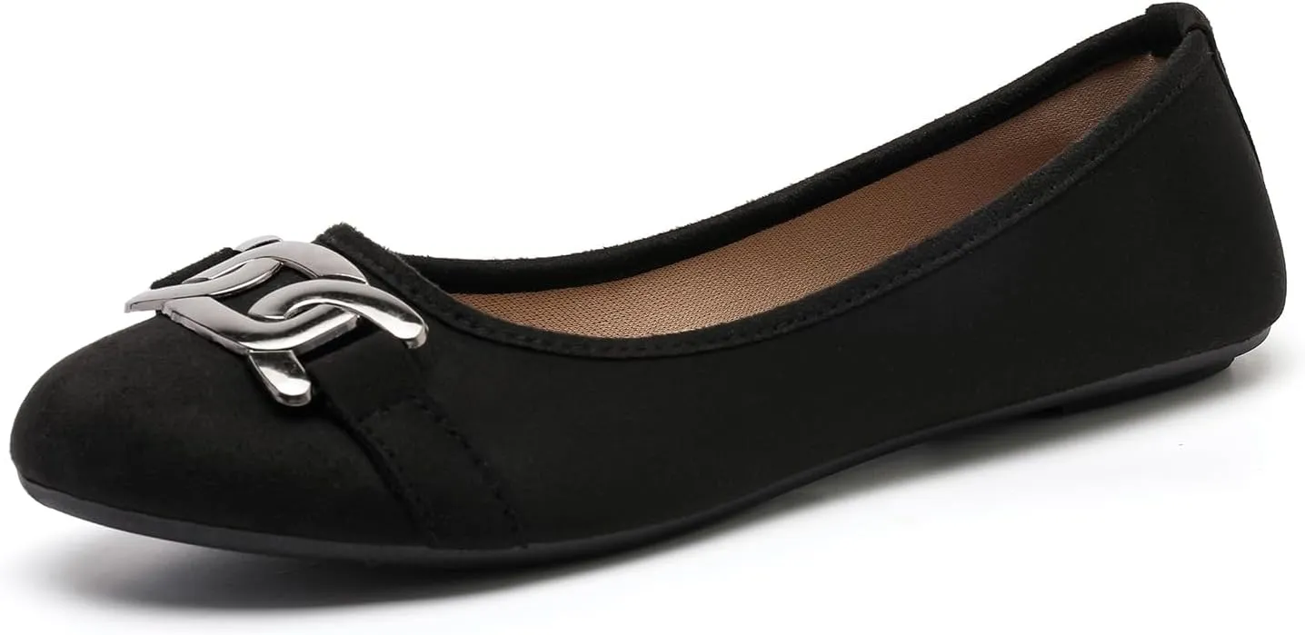 Women's Ballet Flats Dress Shoes for Women, Women Classic Round Toe Slip On Flat Walking Shoes, Women Casual Comfortable Soft Knit Black Leopard Flats Shoes