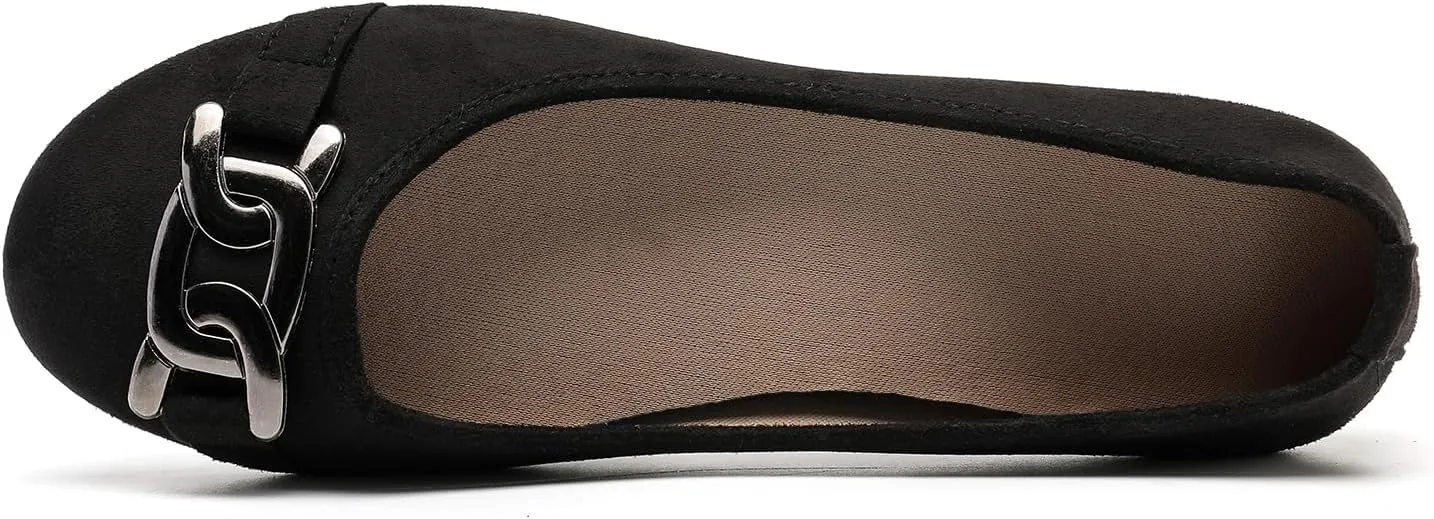 Women's Ballet Flats Dress Shoes for Women, Women Classic Round Toe Slip On Flat Walking Shoes, Women Casual Comfortable Soft Knit Black Leopard Flats Shoes