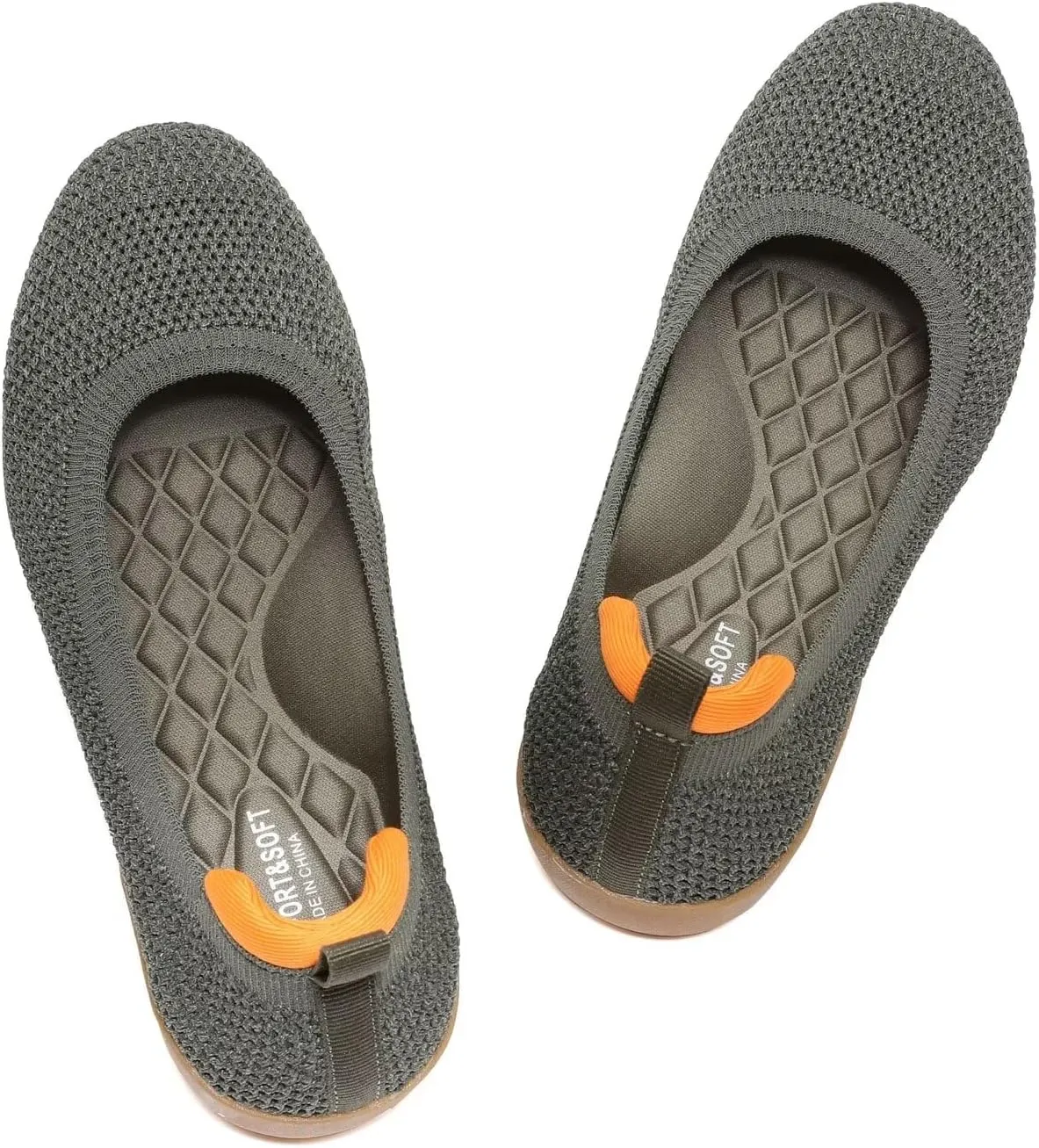 Women's Ballet Flats Knit Dress Shoes Soft Work Comfort Ballerina Slip-on Walking Shoes with Arch Support