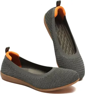Women's Ballet Flats Knit Dress Shoes Soft Work Comfort Ballerina Slip-on Walking Shoes with Arch Support