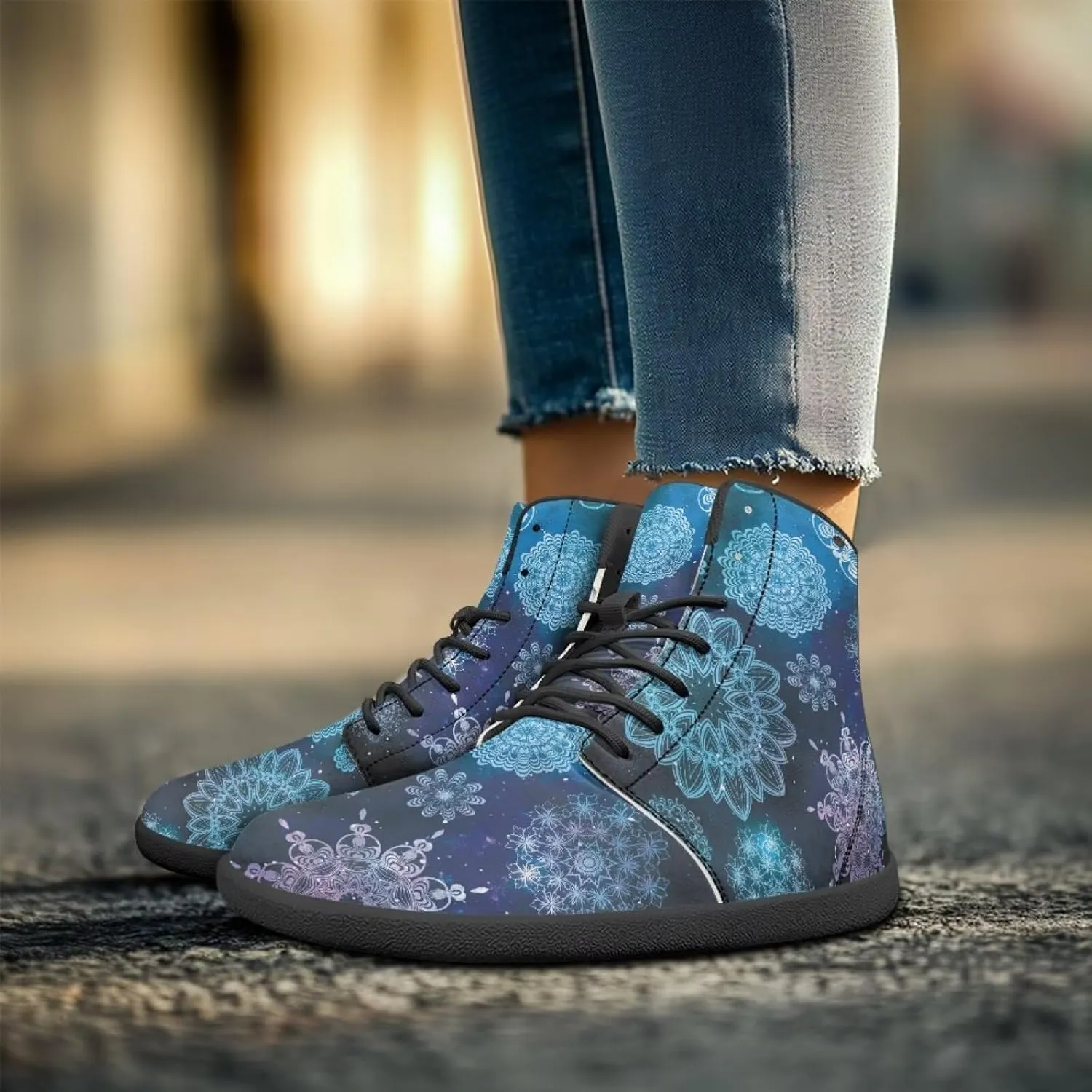 Women's Butterfly High Tops Walking Shoes PU Leather Running Sneakers Business Trainer Sneaker