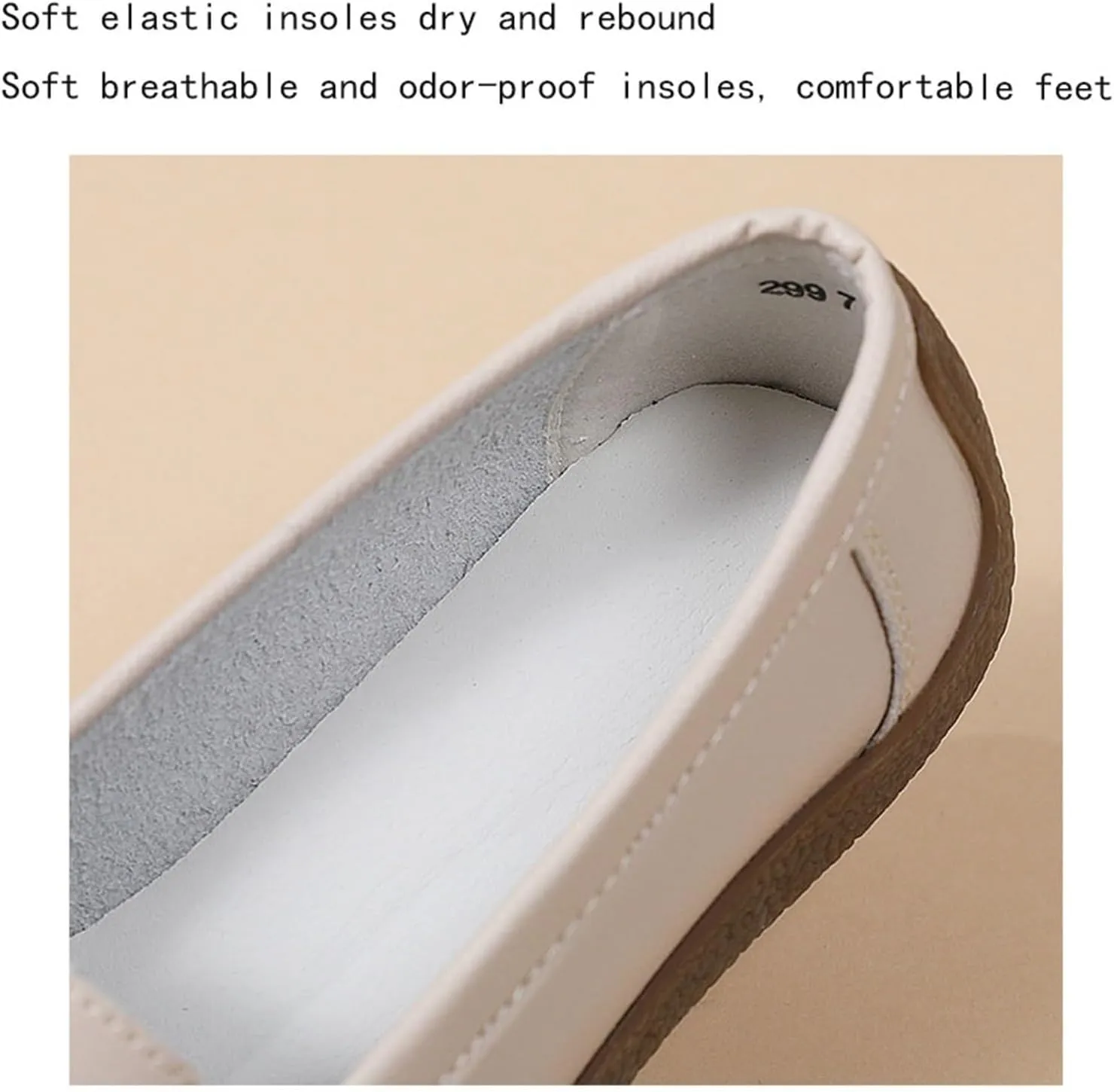 Womens Casual Non-Slip Slip-On Breathable Leather Walking Wedge Moccasin, Comfortable Soft Bottom Non Tiring Feet Nurse Working Loafers Shoes, for Medical Workers