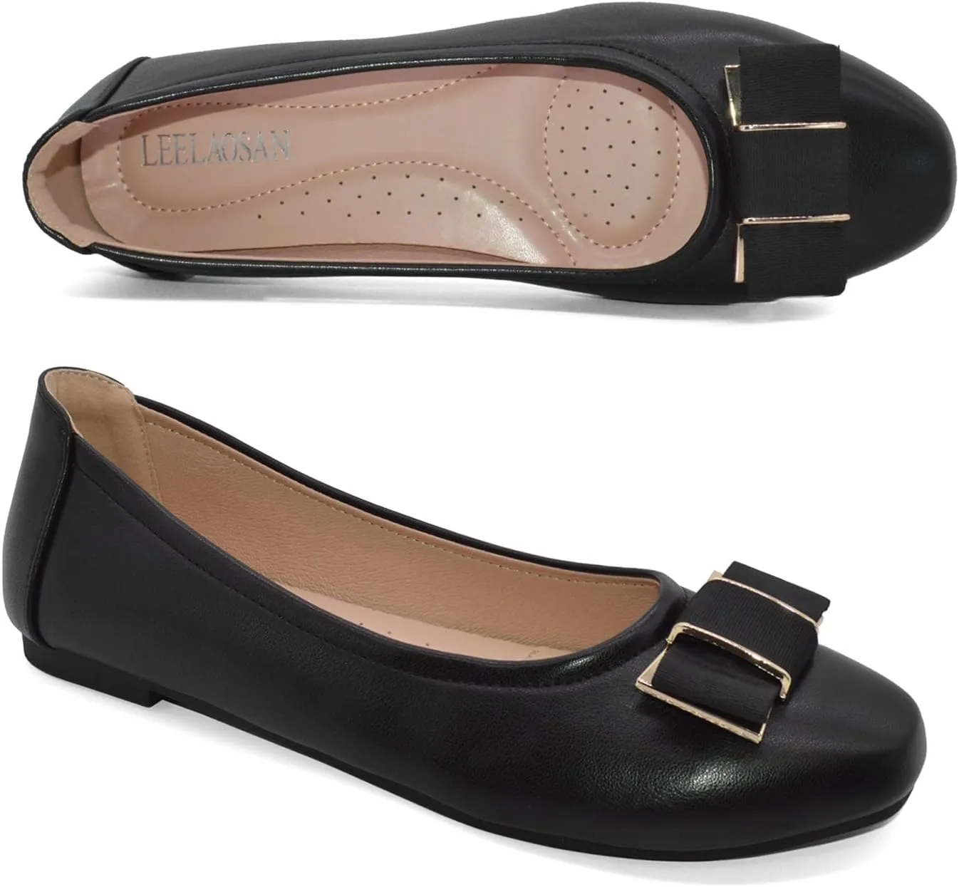 Women's Flat Bow Slip on Memory Foam Comfortable Walking Office Wear to Work Dress Shoes for Women