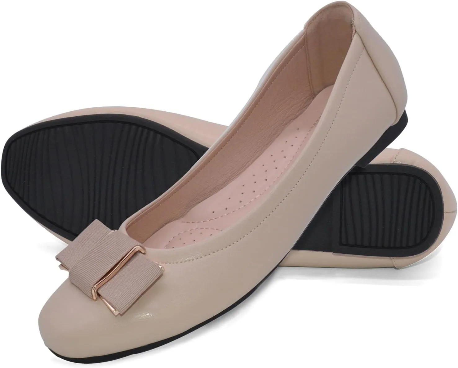 Women's Flat Bow Slip on Memory Foam Comfortable Walking Office Wear to Work Dress Shoes for Women