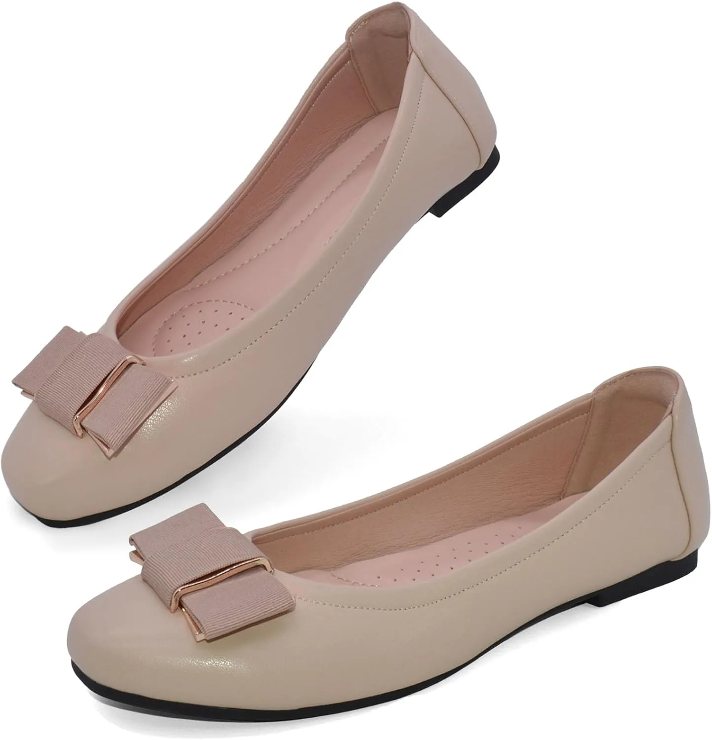 Women's Flat Bow Slip on Memory Foam Comfortable Walking Office Wear to Work Dress Shoes for Women