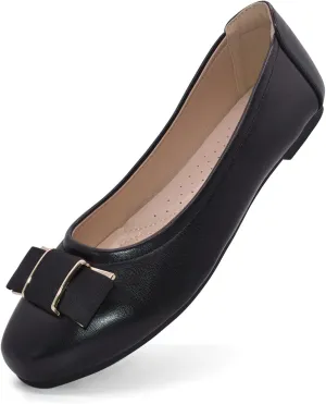 Women's Flat Bow Slip on Memory Foam Comfortable Walking Office Wear to Work Dress Shoes for Women