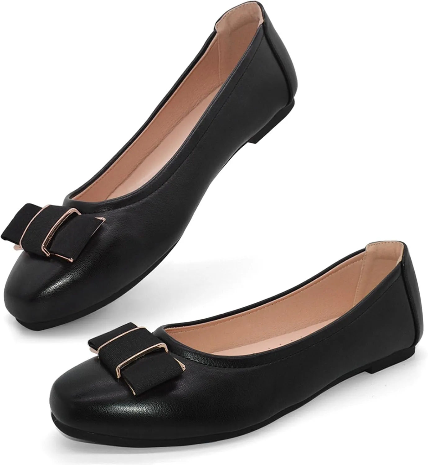 Women's Flat Bow Slip on Memory Foam Comfortable Walking Office Wear to Work Dress Shoes for Women