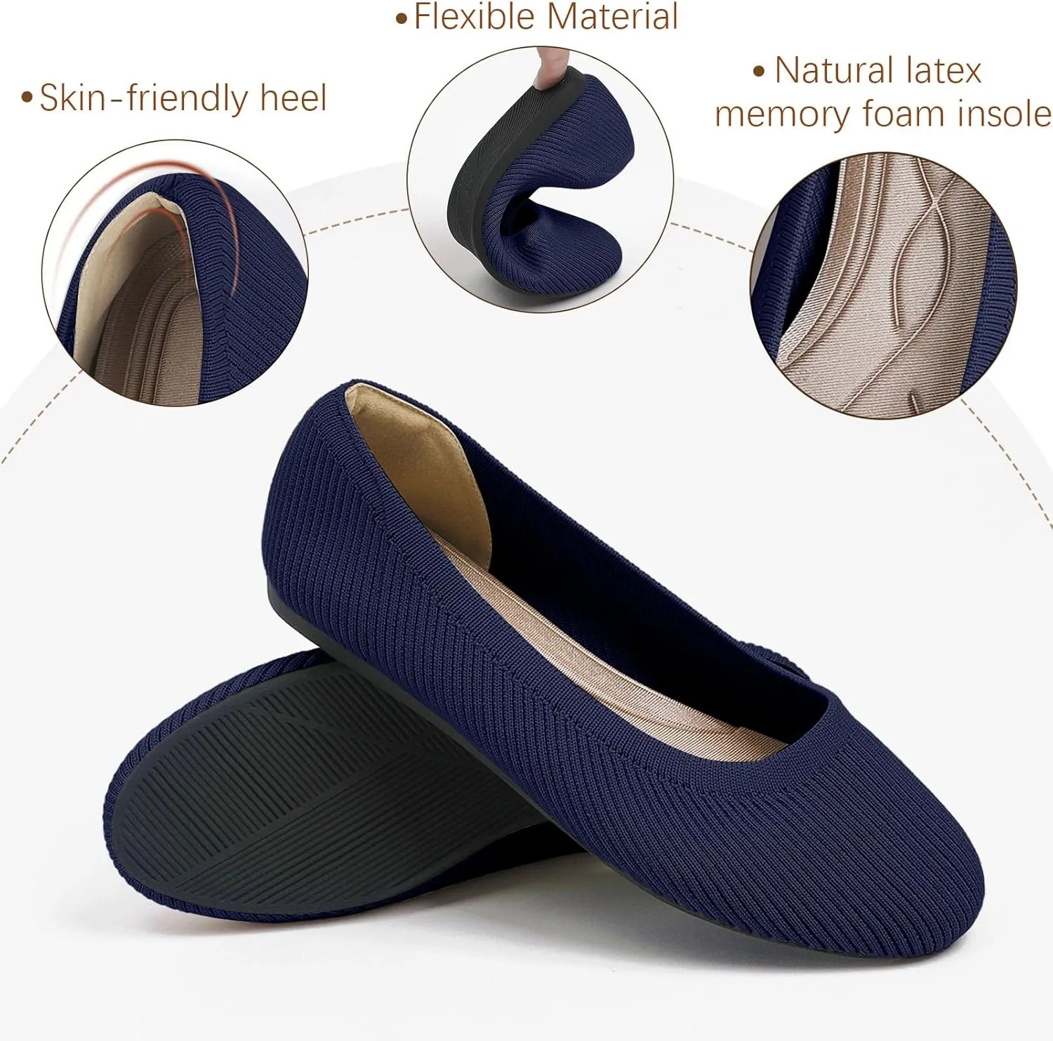 Women's Flats Shoes Round Toe Ballet Knit Comfortable Dressy Flat