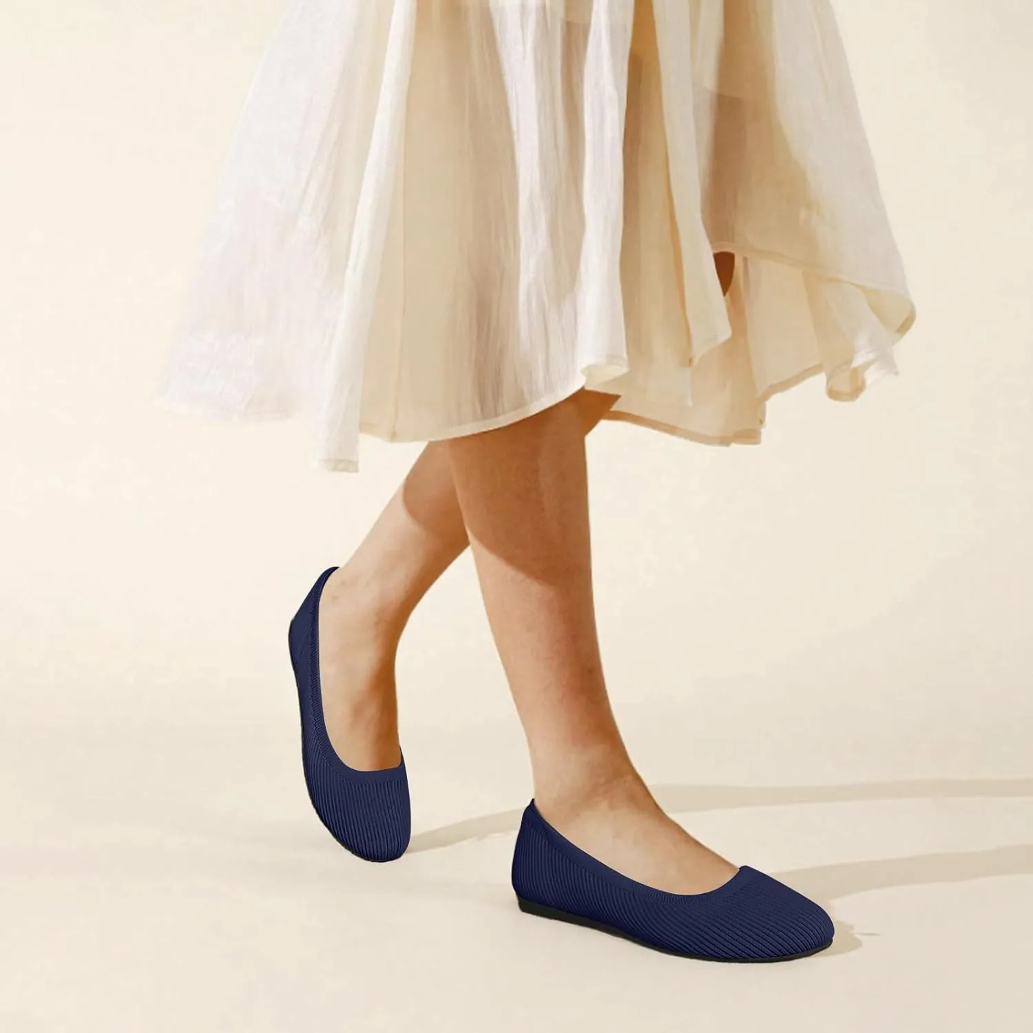 Women's Flats Shoes Round Toe Ballet Knit Comfortable Dressy Flat