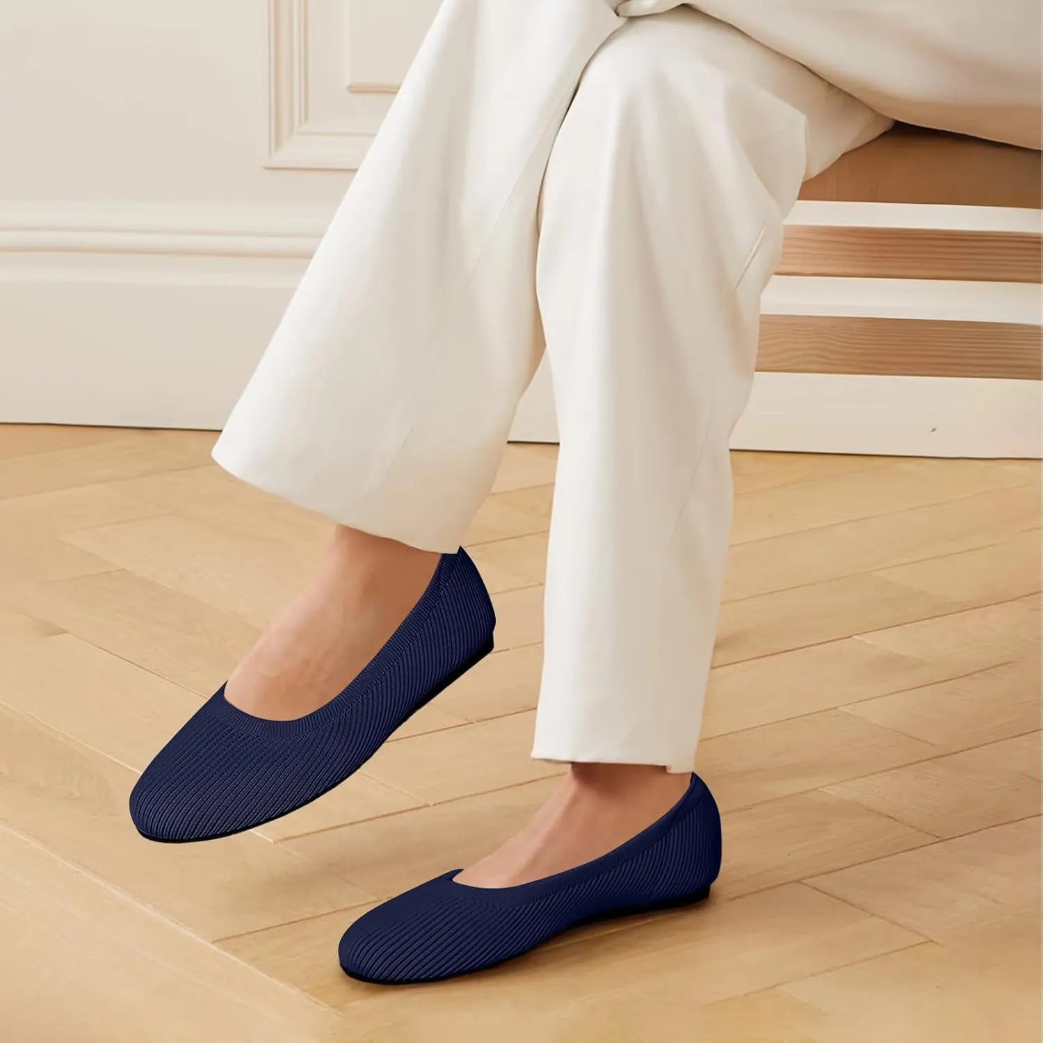 Women's Flats Shoes Round Toe Ballet Knit Comfortable Dressy Flat
