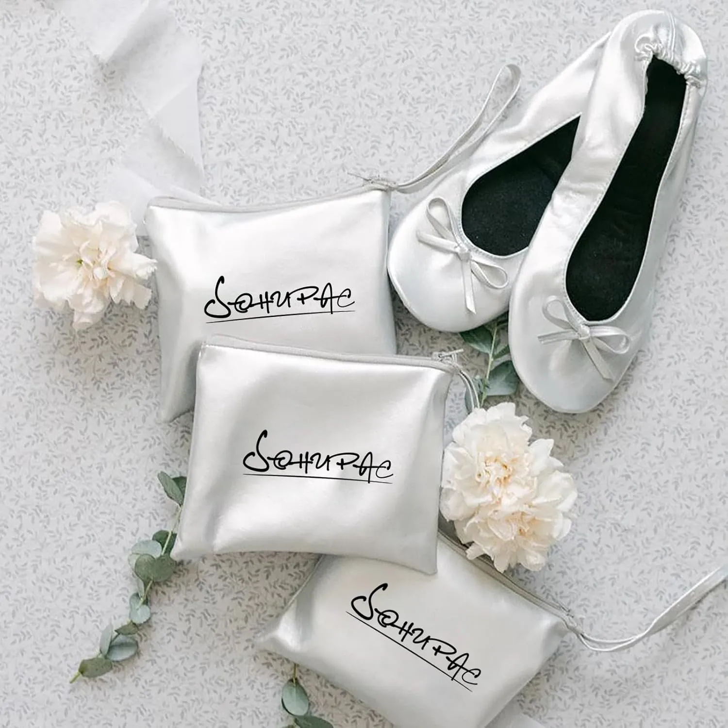 Women's Foldable Flats, Portable Ballet Flat Roll Up Slipper Shoes with Travel Pouch Bag for Ballerina Wedding
