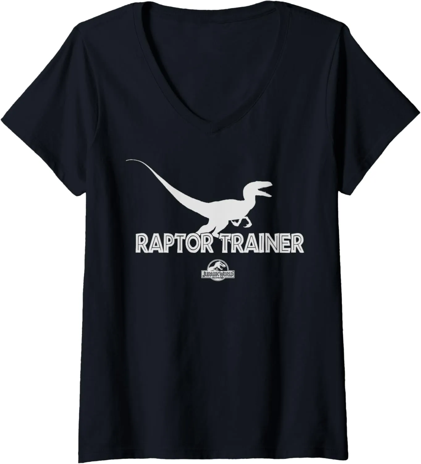 Womens Jurassic World Raptor Trainer Silhouette V-Neck T-Shirt