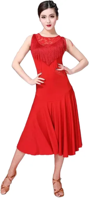 Women's Latin Dance Dress Sexy Fringe Salsa Ballroom Tango Chacha Rumba Samba Ballet Dance Performance Costume
