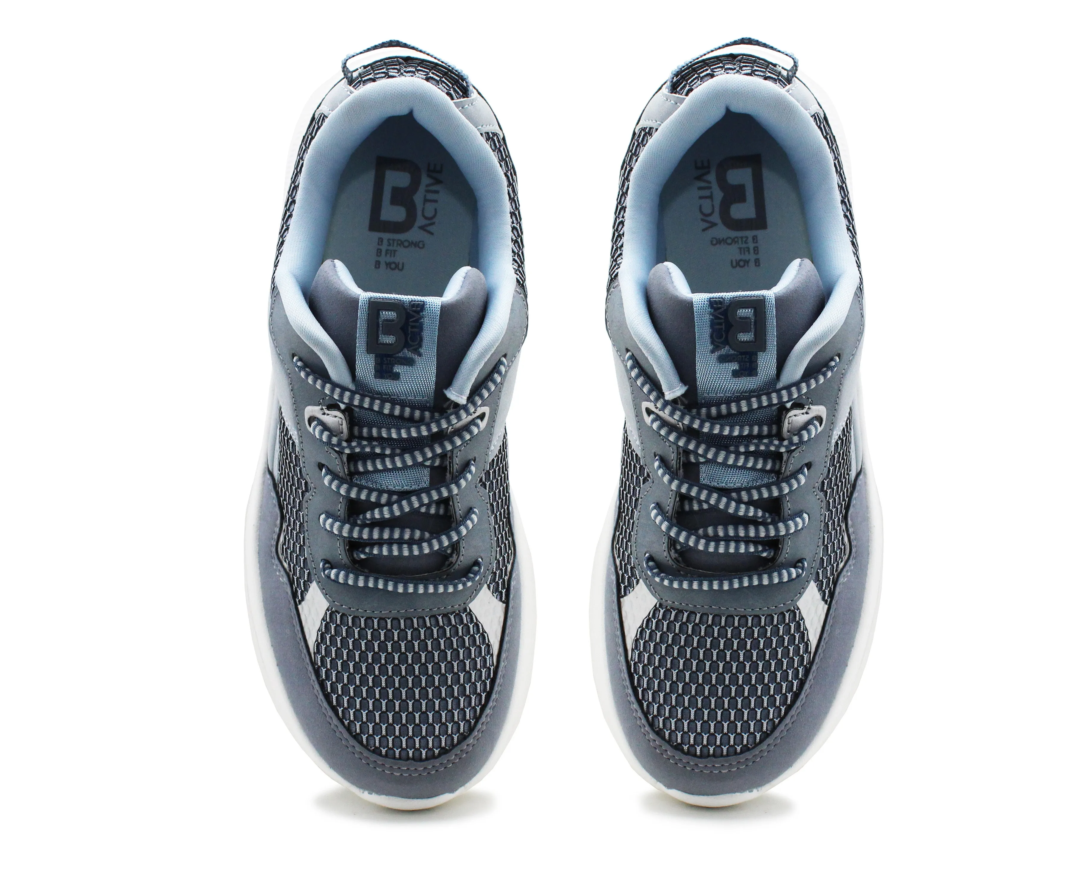 Womens Memory Foam Trainers Blue Grey Lace Up Lightweight Breathable Sneakers Fitness Running Fashion Trainers
