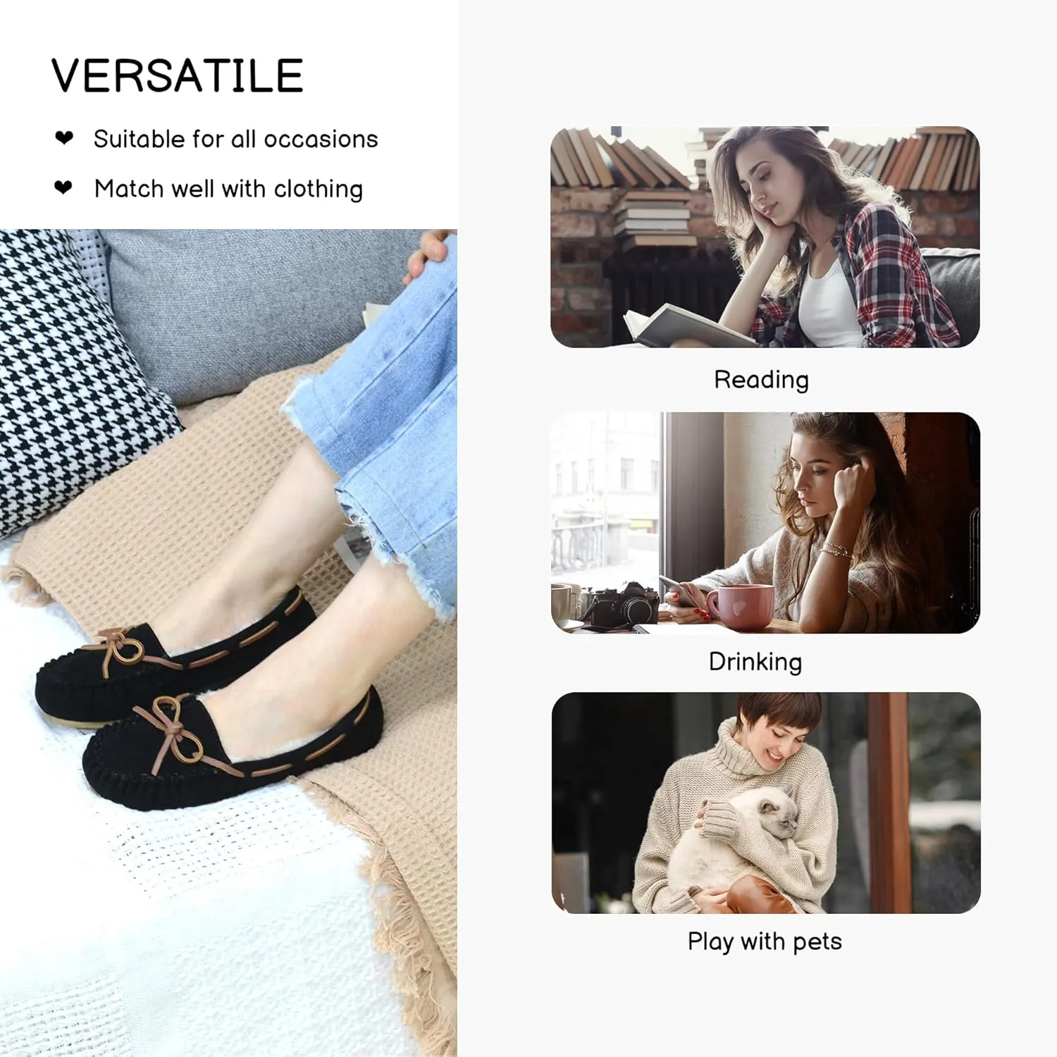 Womens Moccasin Slippers Micro Suede Cozy Indoor Outdoor House Shoes