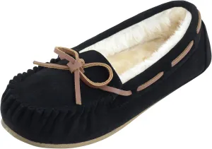 Womens Moccasin Slippers Micro Suede Cozy Indoor Outdoor House Shoes