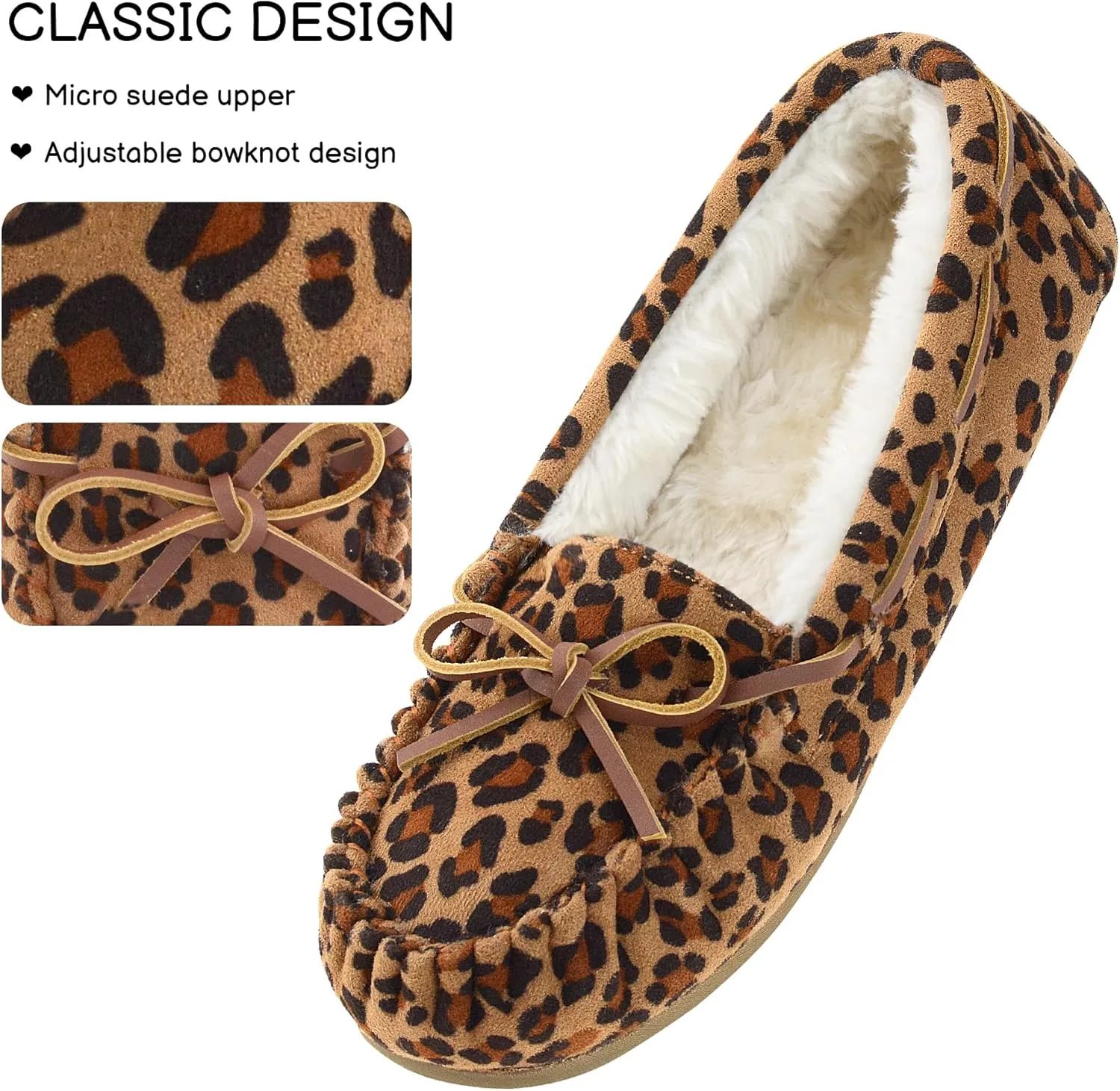 Womens Moccasin Slippers Micro Suede Cozy Indoor Outdoor House Shoes