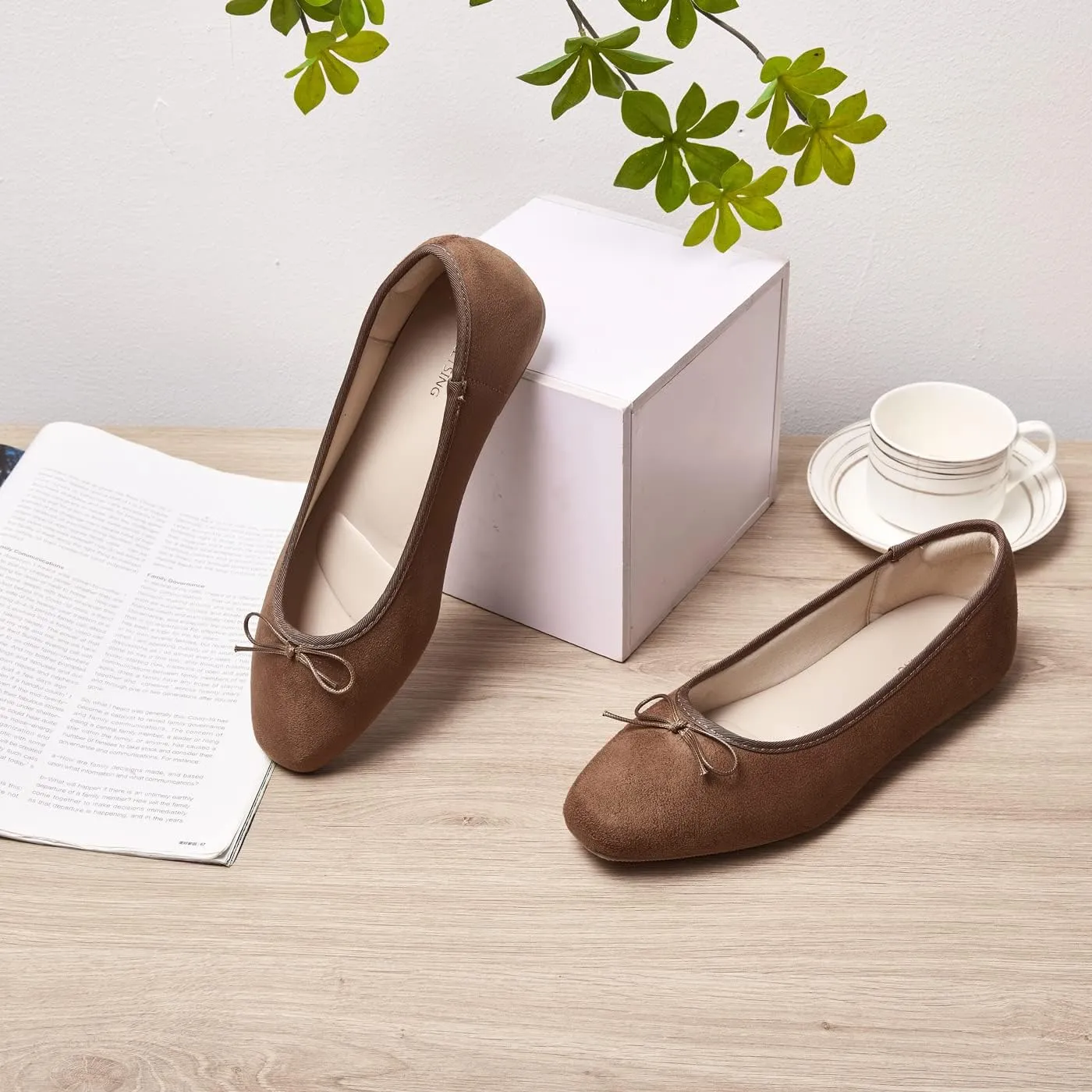 Women's Round Toe Ballet Flats Comfortable Bow Dressy Flats Shoes for Women