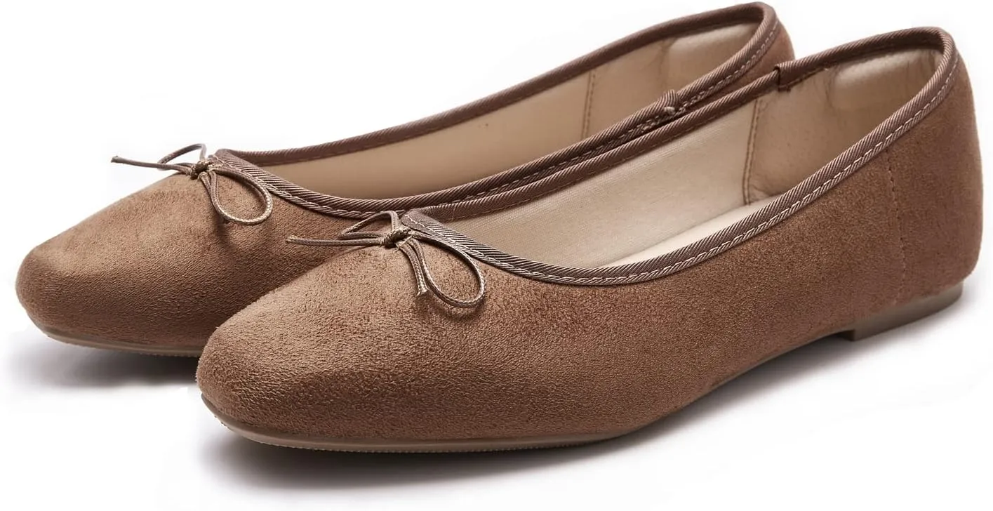 Women's Round Toe Ballet Flats Comfortable Bow Dressy Flats Shoes for Women