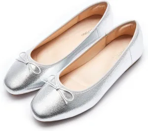 Women's Round Toe Ballet Flats Comfortable Bow Dressy Flats Shoes for Women
