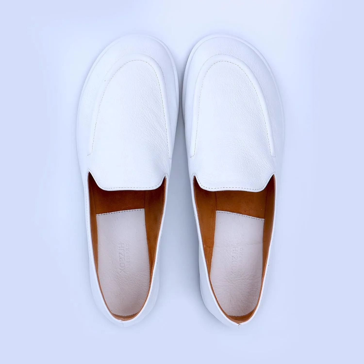 XOBZJH Leather Penny Loafers for Womens Dress Shoes 2024 with Casual Slip on Walk Moccasin Round Toe Designer Flat Comfortable Office Shoes