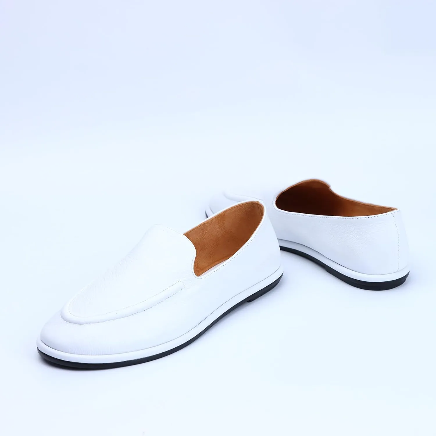 XOBZJH Leather Penny Loafers for Womens Dress Shoes 2024 with Casual Slip on Walk Moccasin Round Toe Designer Flat Comfortable Office Shoes