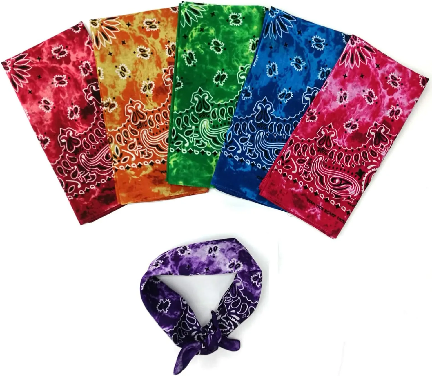 xsby 12 Piece Novelty Bandanas Paisley 100% Cotton Headwear